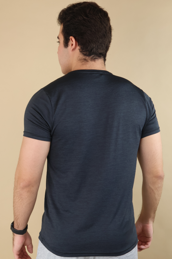 Playera Transpirable Hombre Para Ejercicio Negro Jaspe Manga Corta